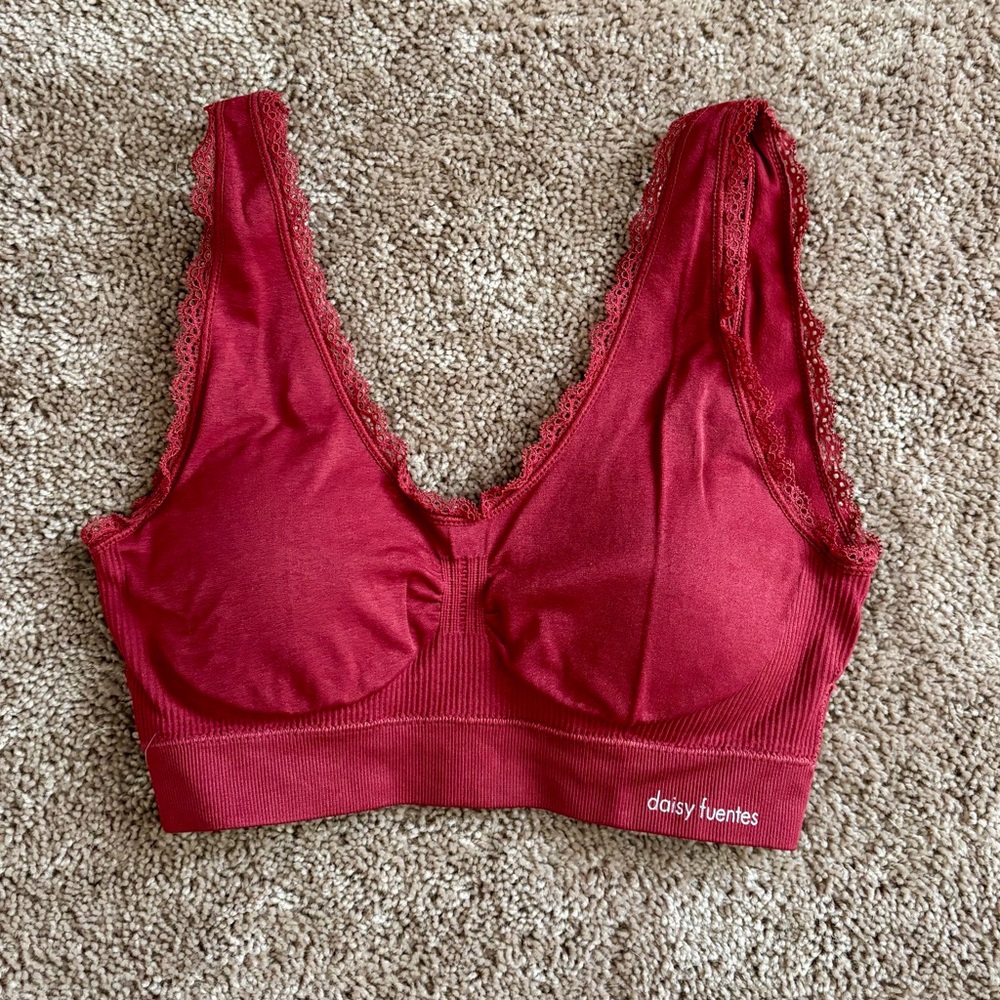 Daisy Fuentes Red Lace Trim Bralette